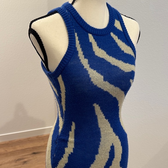 Princess Polly Blue and Cream Sleeveless Knit Dress - Picture 10 of 10